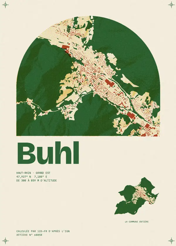 Affiche de Buhl, calculée par 123-fr d'après l'IGN