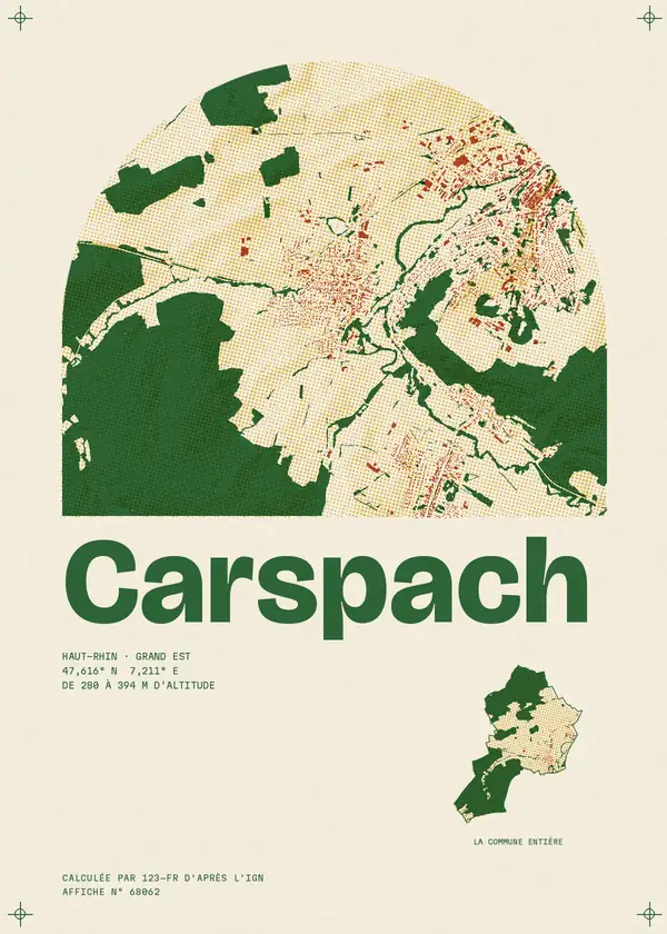 Affiche de Carspach, calculée par 123-fr d'après l'IGN