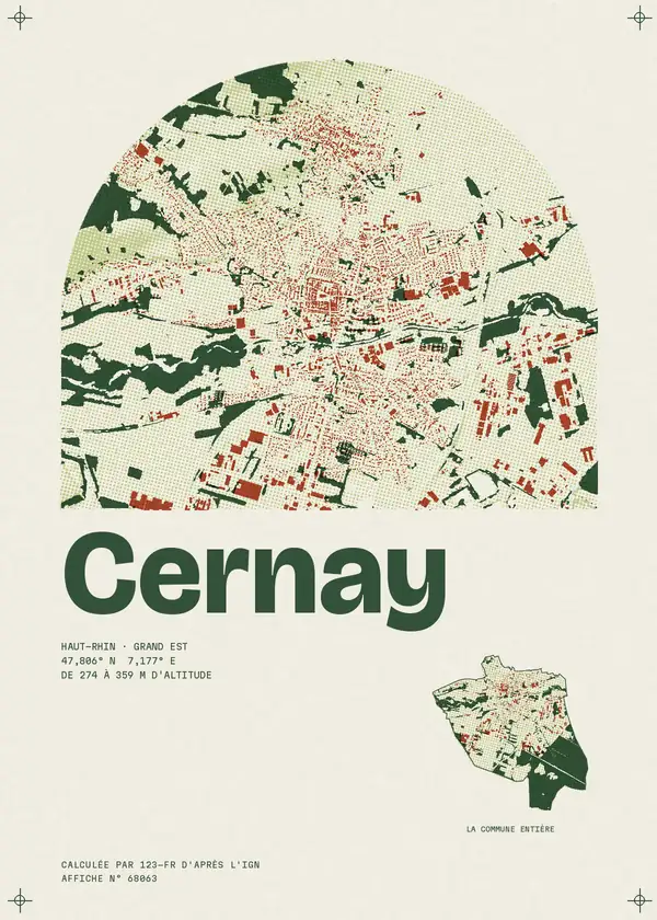Affiche de Cernay, calculée par 123-fr d'après l'IGN
