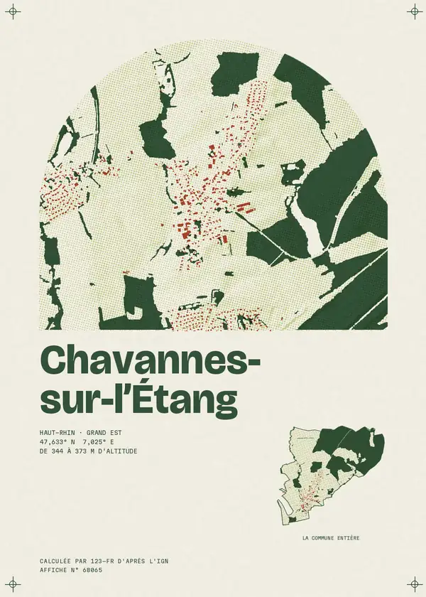 Affiche de Chavannes-sur-l'Étang, calculée par 123-fr d'après l'IGN