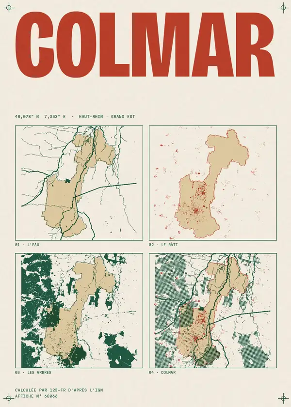 Affiche de Colmar, calculée par 123-fr d'après l'IGN