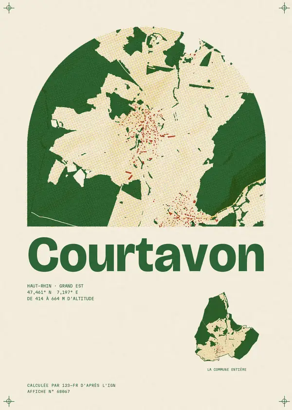 Affiche de Courtavon, calculée par 123-fr d'après l'IGN