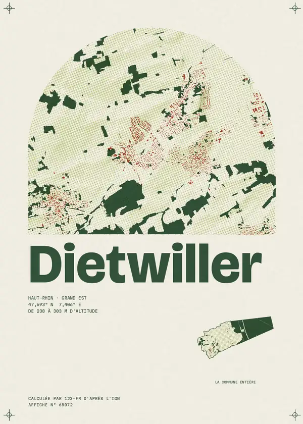 Affiche de Dietwiller, calculée par 123-fr d'après l'IGN