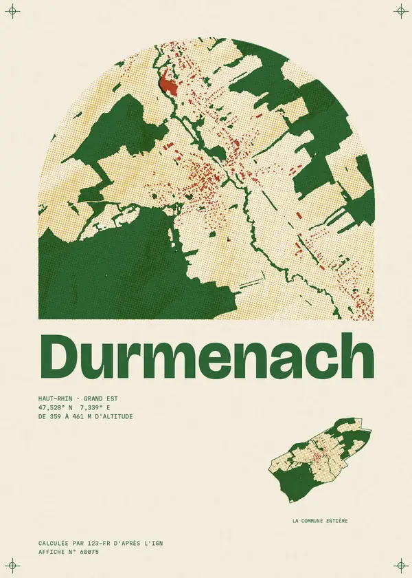 Affiche de Durmenach, calculée par 123-fr d'après l'IGN