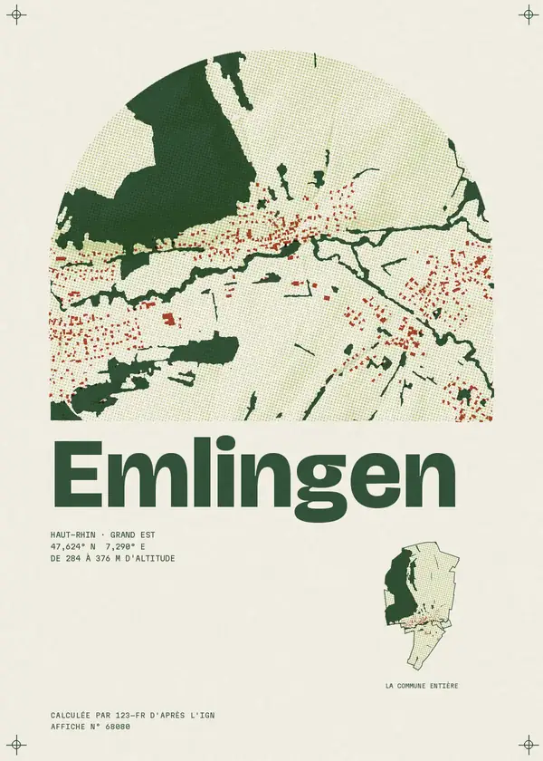 Affiche de Emlingen, calculée par 123-fr d'après l'IGN