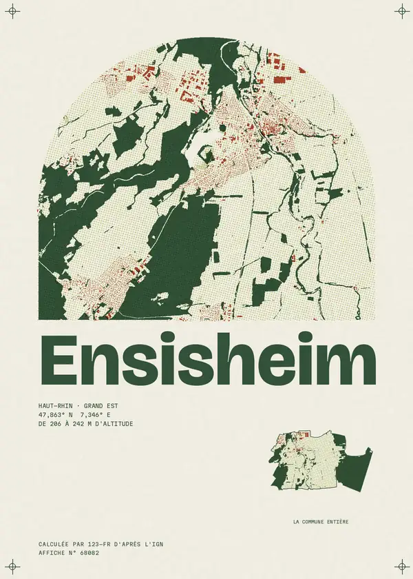 Affiche de Ensisheim, calculée par 123-fr d'après l'IGN