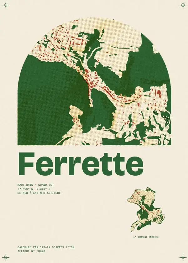 Affiche de Ferrette, calculée par 123-fr d'après l'IGN