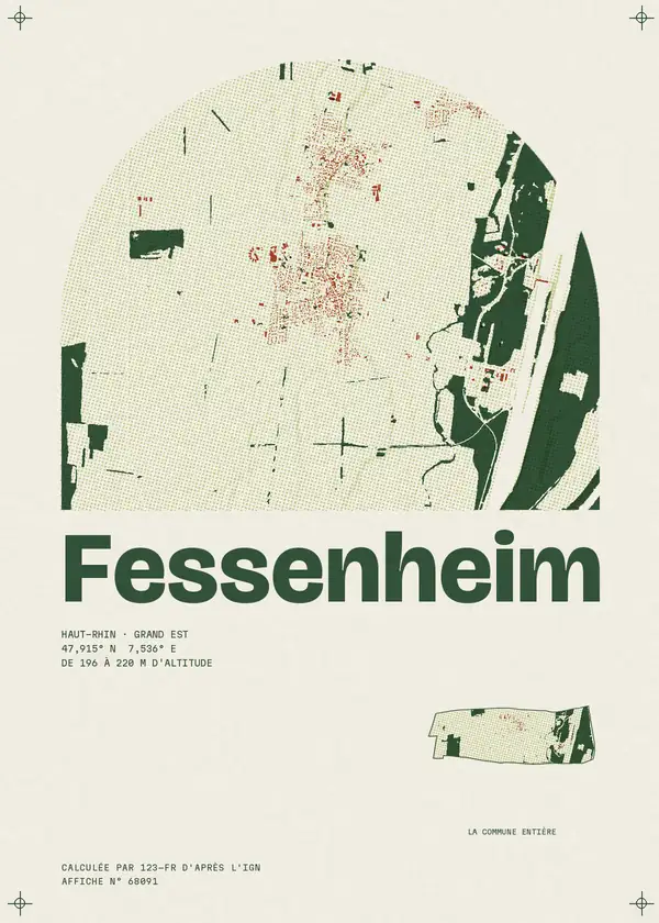 Affiche de Fessenheim, calculée par 123-fr d'après l'IGN