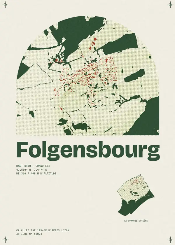 Affiche de Folgensbourg, calculée par 123-fr d'après l'IGN