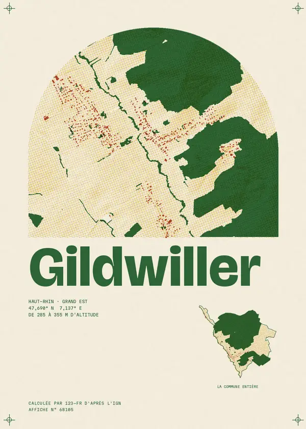 Affiche de Gildwiller, calculée par 123-fr d'après l'IGN