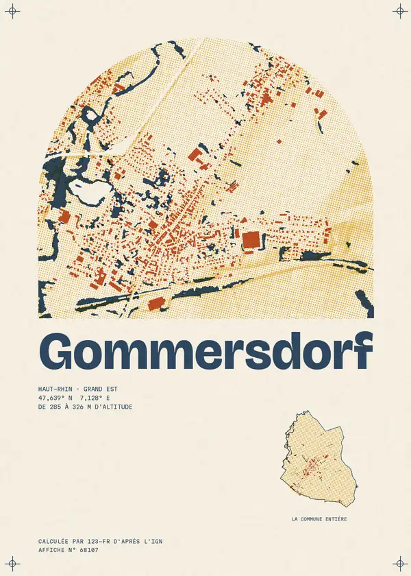Affiche de Gommersdorf, calculée par 123-fr d'après l'IGN