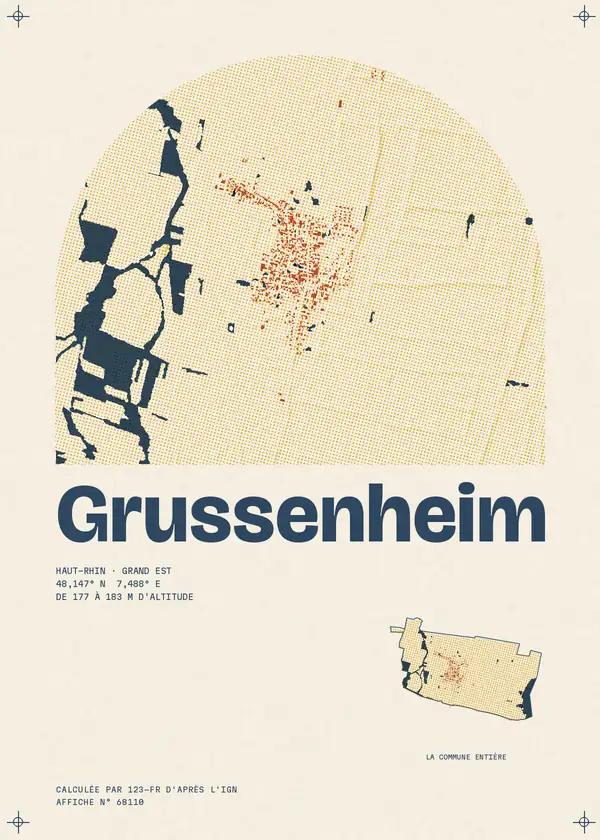 Affiche de Grussenheim, calculée par 123-fr d'après l'IGN