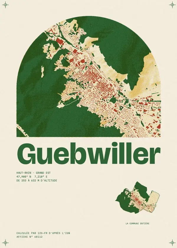 Affiche de Guebwiller, calculée par 123-fr d'après l'IGN
