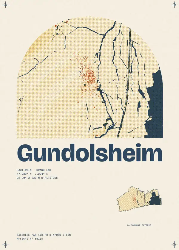 Affiche de Gundolsheim, calculée par 123-fr d'après l'IGN