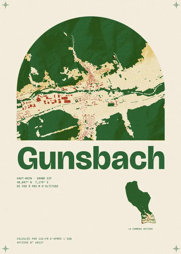 Affiche de Gunsbach, calculée par 123-fr d'après l'IGN