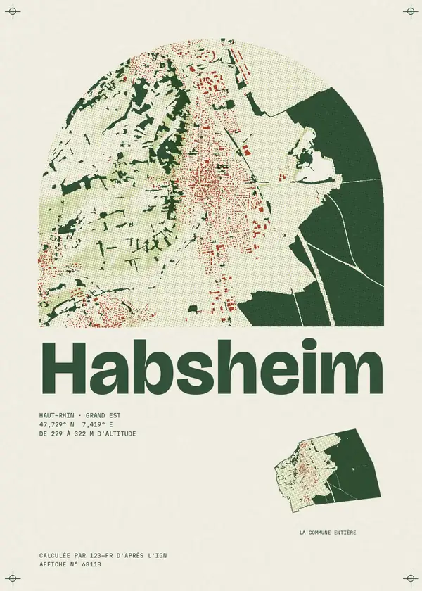 Affiche de Habsheim, calculée par 123-fr d'après l'IGN