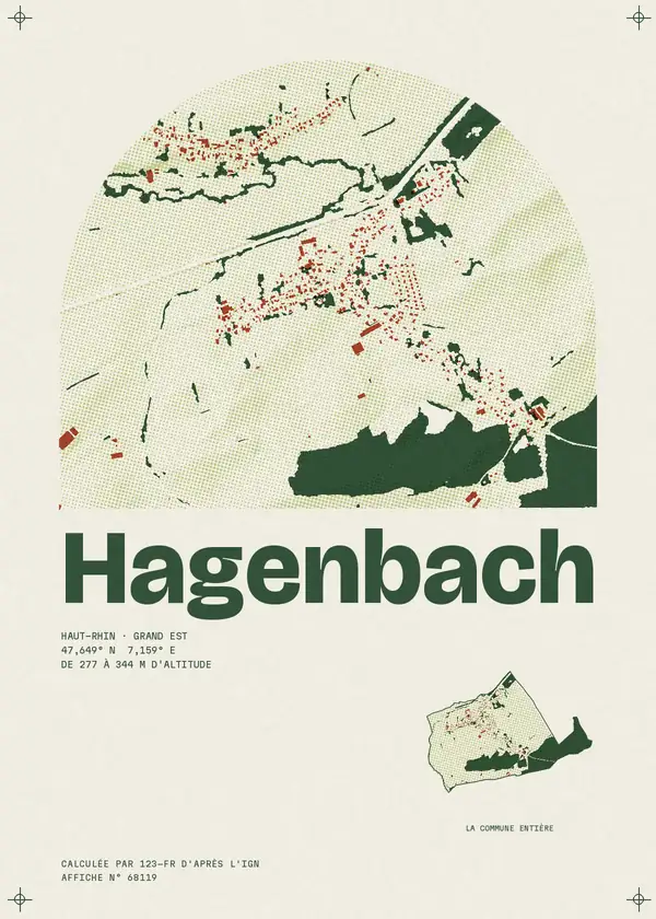 Affiche de Hagenbach, calculée par 123-fr d'après l'IGN