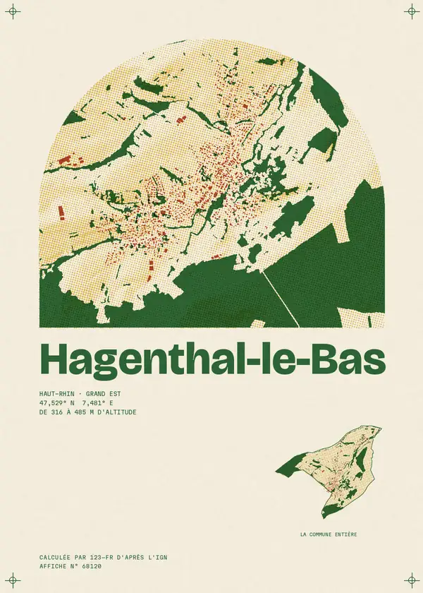 Affiche de Hagenthal-le-Bas, calculée par 123-fr d'après l'IGN