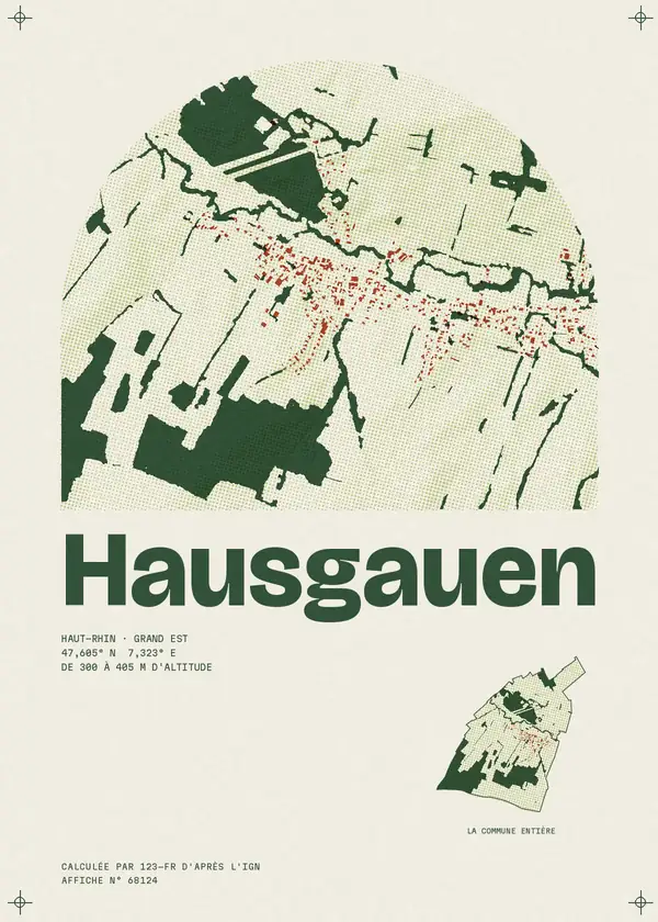 Affiche de Hausgauen, calculée par 123-fr d'après l'IGN