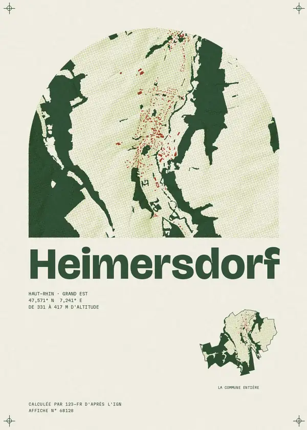 Affiche de Heimersdorf, calculée par 123-fr d'après l'IGN