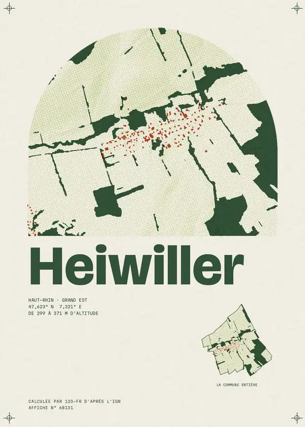 Affiche de Heiwiller, calculée par 123-fr d'après l'IGN