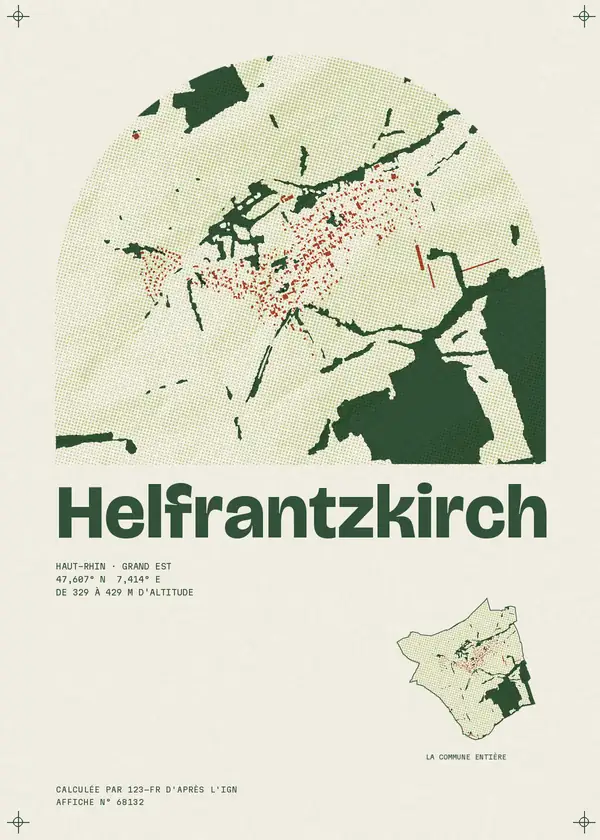 Affiche de Helfrantzkirch, calculée par 123-fr d'après l'IGN