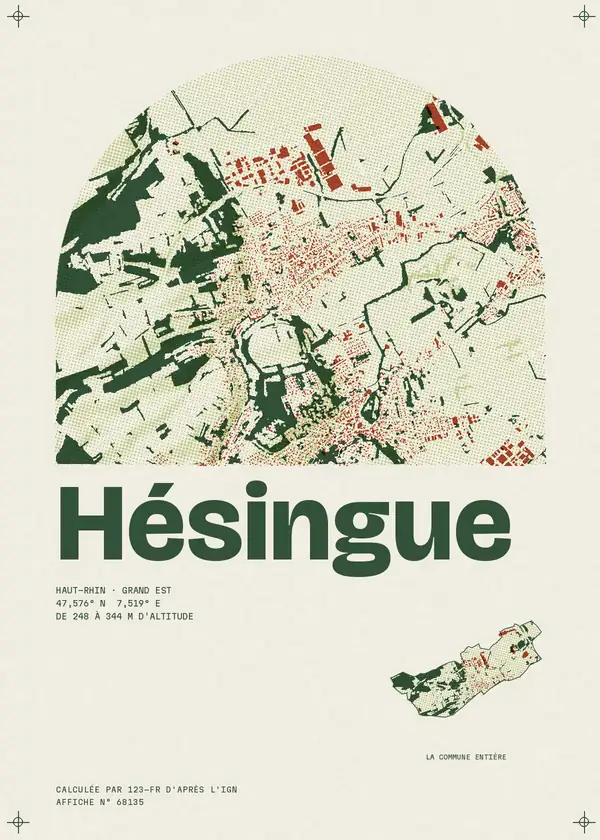 Affiche de Hésingue, calculée par 123-fr d'après l'IGN