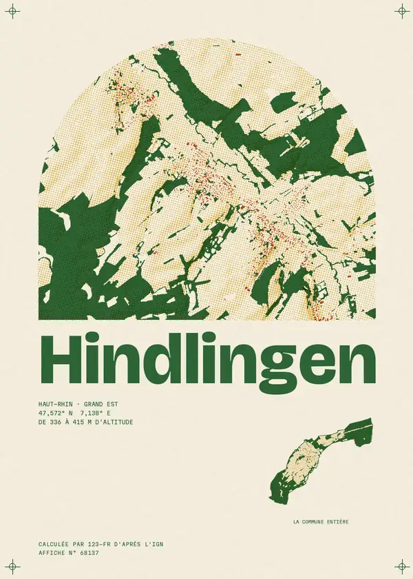Affiche de Hindlingen, calculée par 123-fr d'après l'IGN
