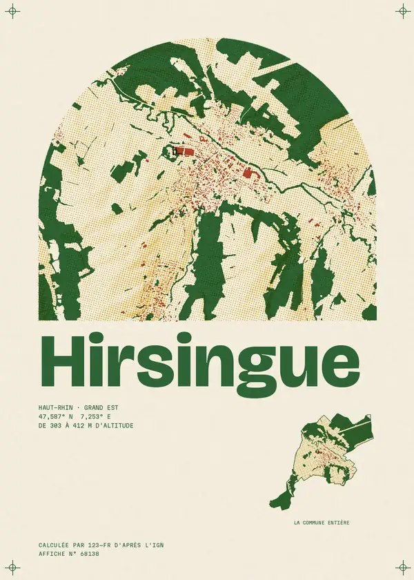 Affiche de Hirsingue, calculée par 123-fr d'après l'IGN
