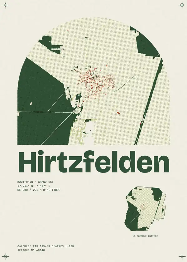 Affiche de Hirtzfelden, calculée par 123-fr d'après l'IGN