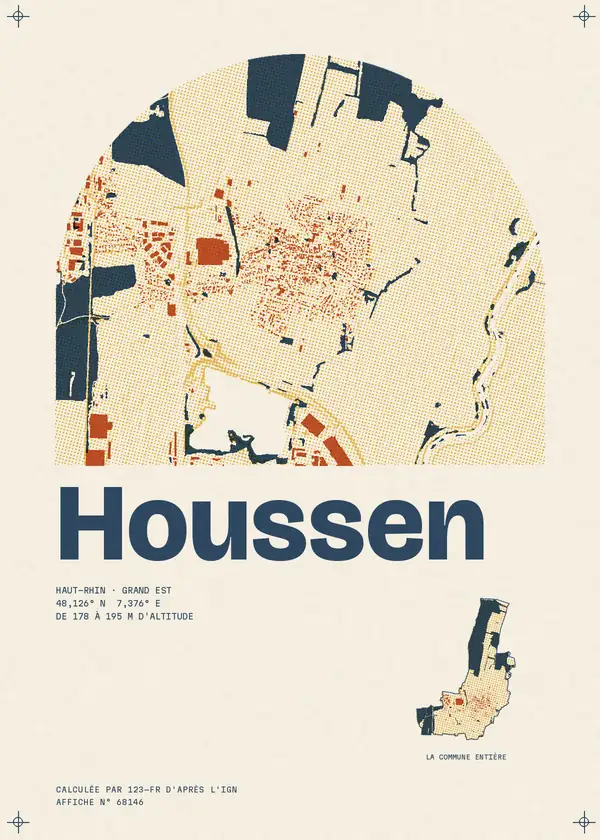 Affiche de Houssen, calculée par 123-fr d'après l'IGN