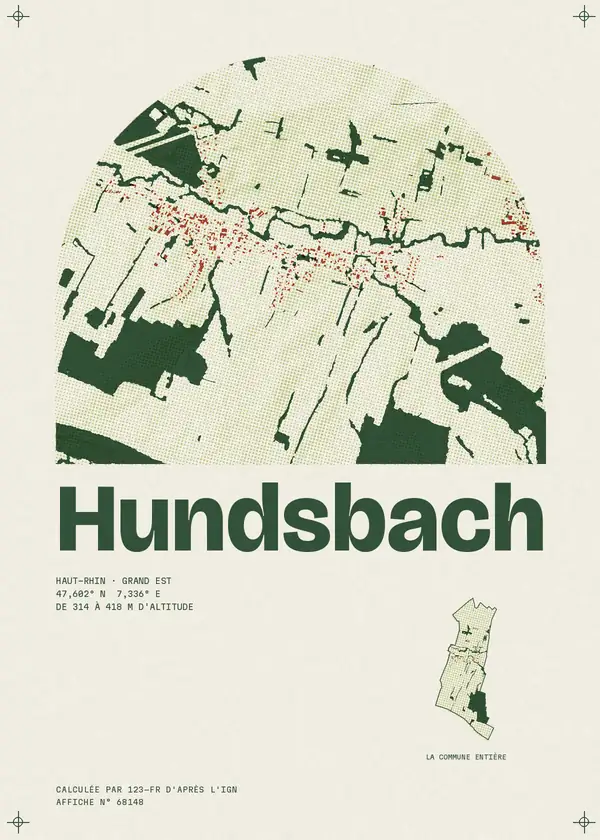 Affiche de Hundsbach, calculée par 123-fr d'après l'IGN