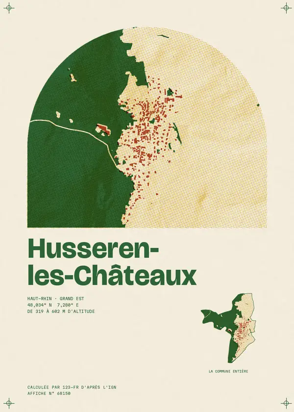 Affiche de Husseren-les-Châteaux, calculée par 123-fr d'après l'IGN