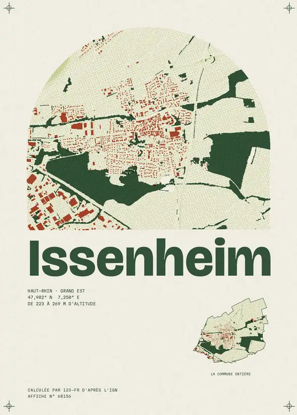 Affiche de Issenheim, calculée par 123-fr d'après l'IGN