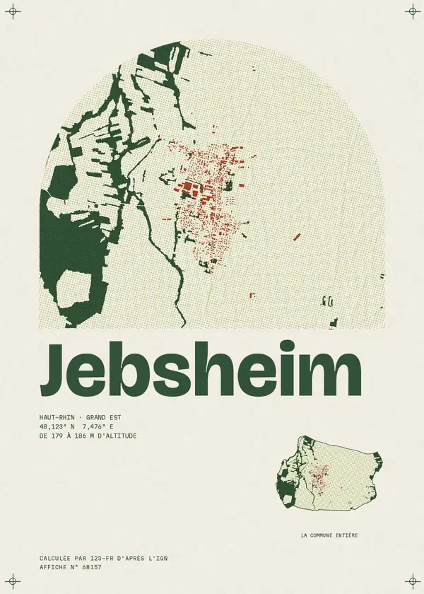Affiche de Jebsheim, calculée par 123-fr d'après l'IGN