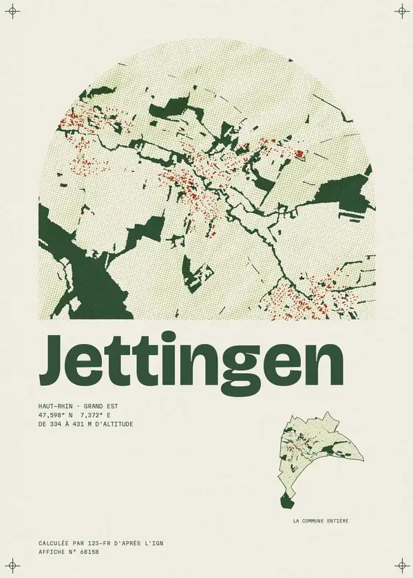 Affiche de Jettingen, calculée par 123-fr d'après l'IGN