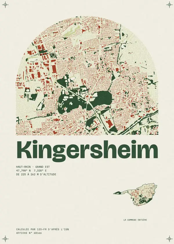 Affiche de Kingersheim, calculée par 123-fr d'après l'IGN