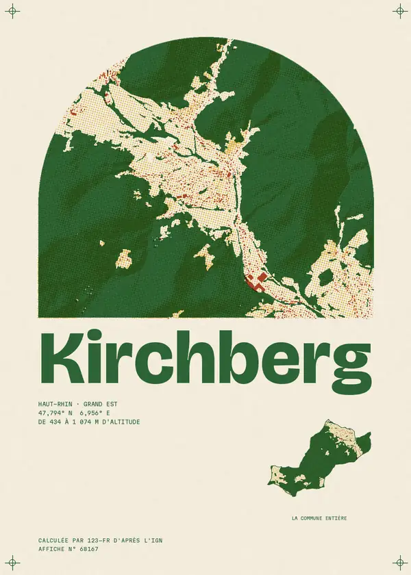 Affiche de Kirchberg, calculée par 123-fr d'après l'IGN