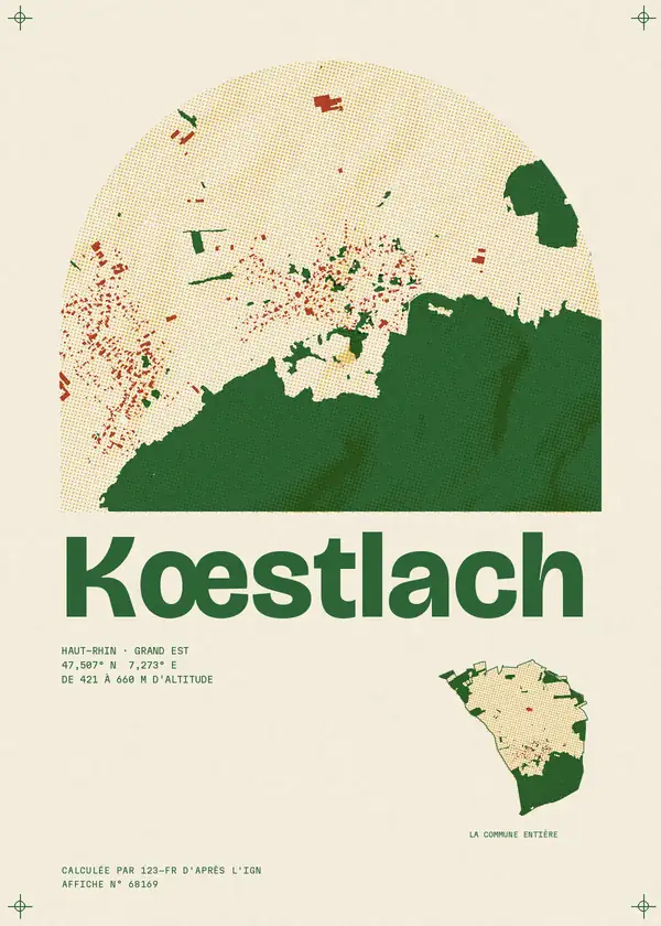 Affiche de Kœstlach, calculée par 123-fr d'après l'IGN
