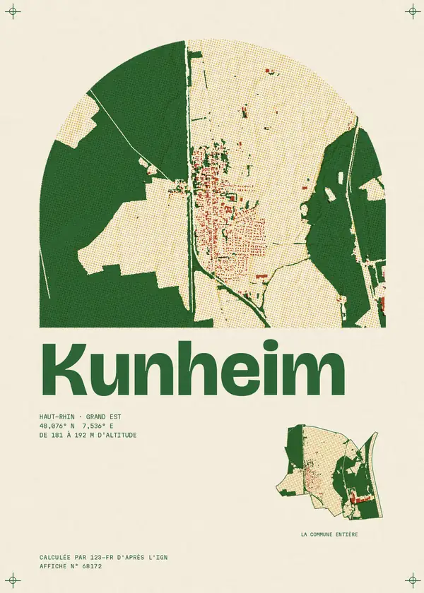 Affiche de Kunheim, calculée par 123-fr d'après l'IGN