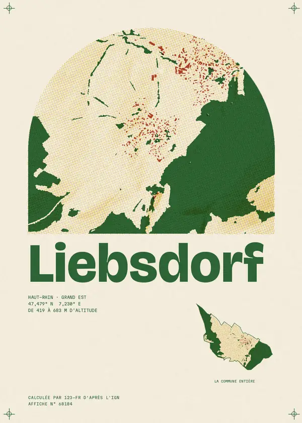 Affiche de Liebsdorf, calculée par 123-fr d'après l'IGN