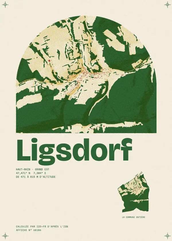 Affiche de Ligsdorf, calculée par 123-fr d'après l'IGN