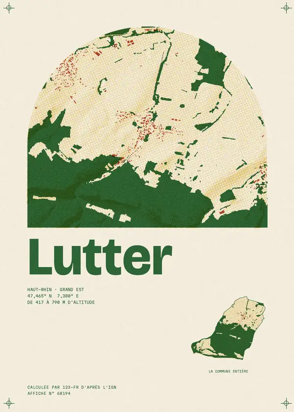 Affiche de Lutter, calculée par 123-fr d'après l'IGN