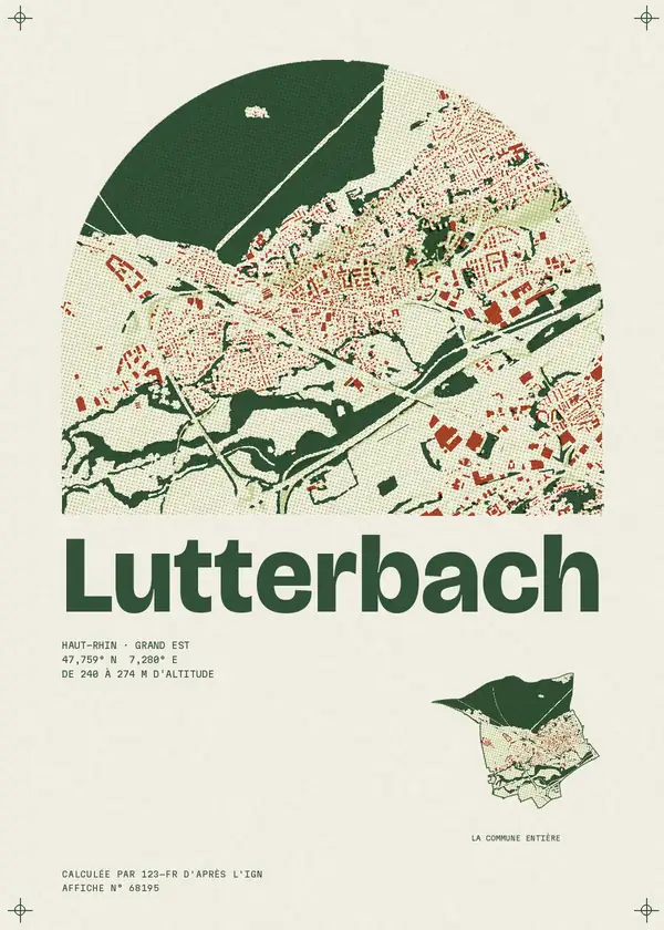 Affiche de Lutterbach, calculée par 123-fr d'après l'IGN