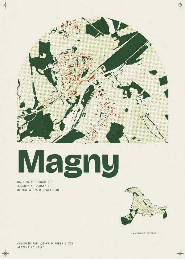 Affiche de Magny, calculée par 123-fr d'après l'IGN