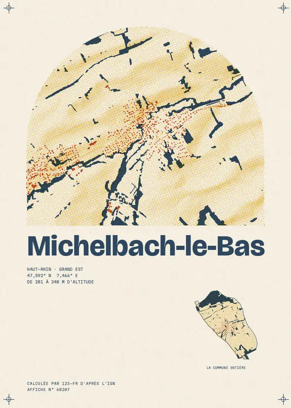 Affiche de Michelbach-le-Bas, calculée par 123-fr d'après l'IGN
