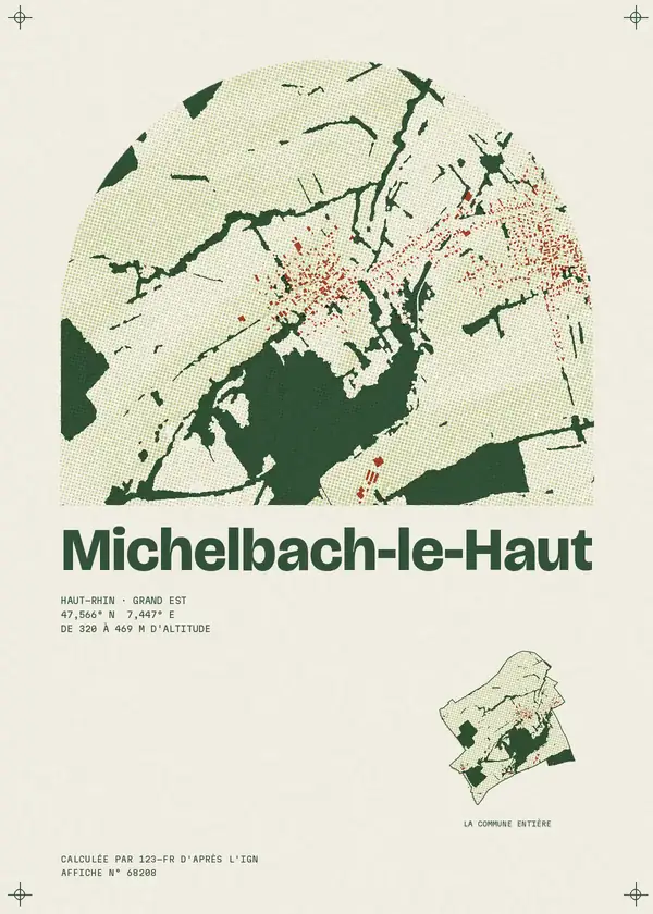 Affiche de Michelbach-le-Haut, calculée par 123-fr d'après l'IGN
