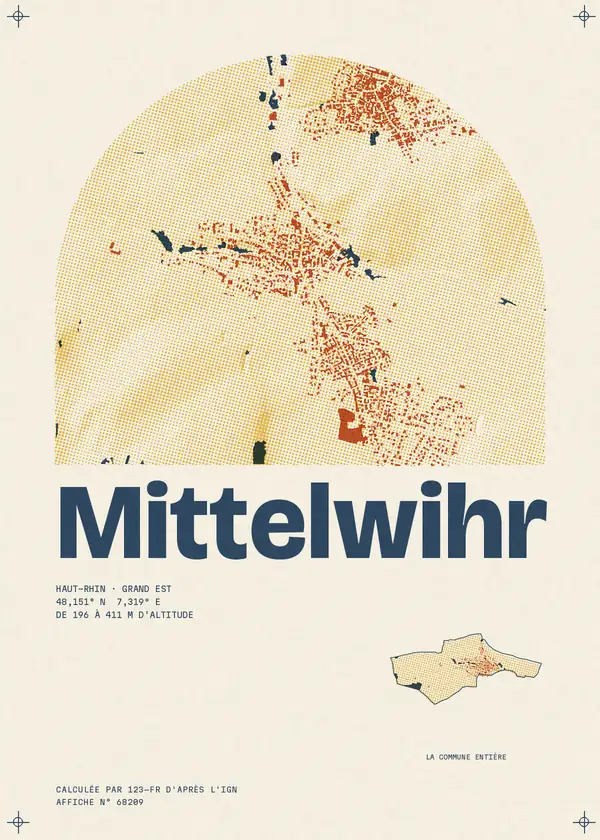 Affiche de Mittelwihr, calculée par 123-fr d'après l'IGN
