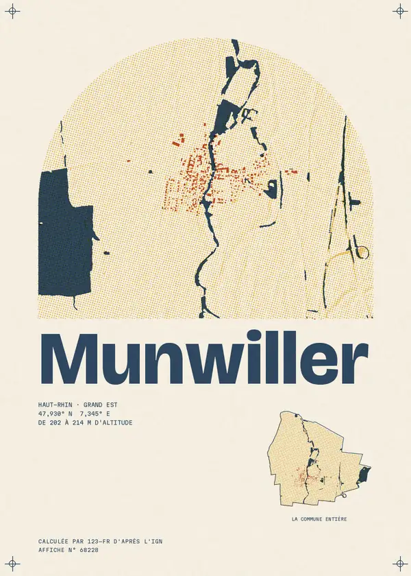 Affiche de Munwiller, calculée par 123-fr d'après l'IGN