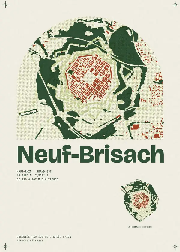 Affiche de Neuf-Brisach, calculée par 123-fr d'après l'IGN